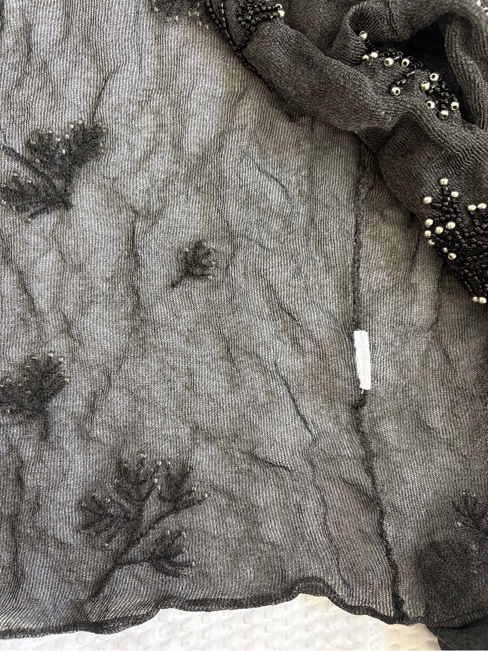 Zara Sheer Embellished Black Mesh Open-Front Cardigan - Small - Picture 4 of 8